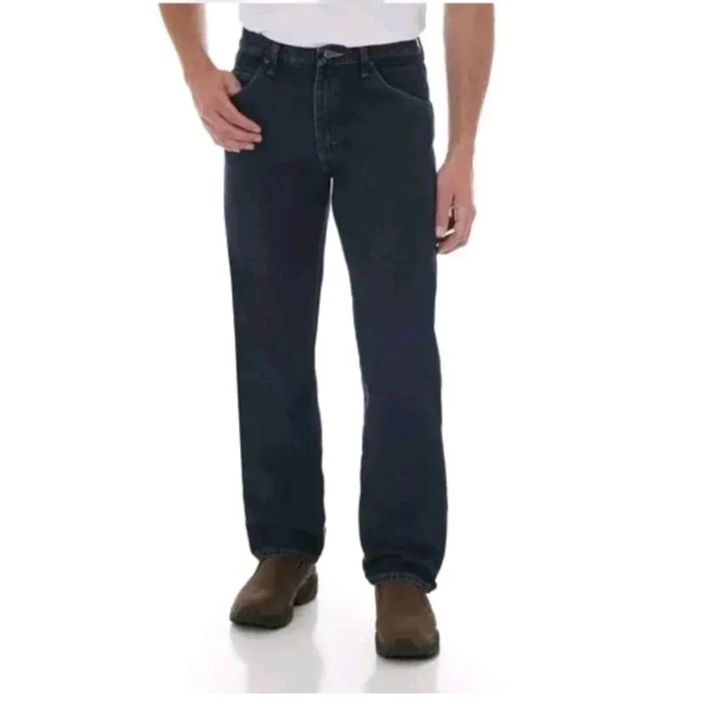 New Wrangler Five Star Regular Fit Jeans Men's 42 X 30 Midnight Rinse Blue‎
